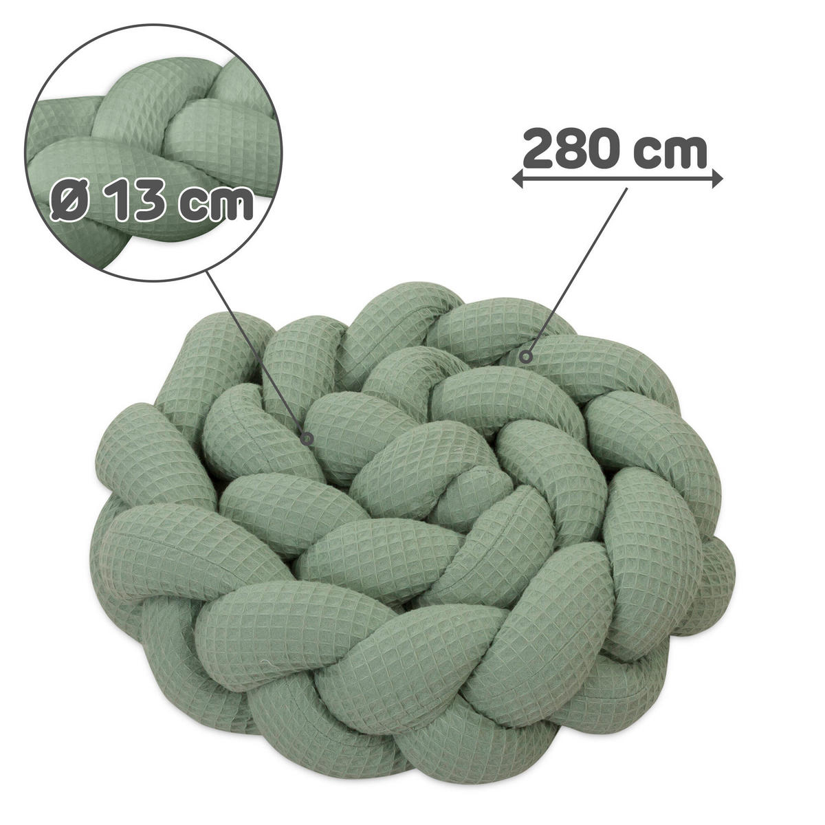 NESTCHENSCHLANGE  280/13/13 cm   - Jadegrün, Basics, Textil (280/13/13cm) - Babybay