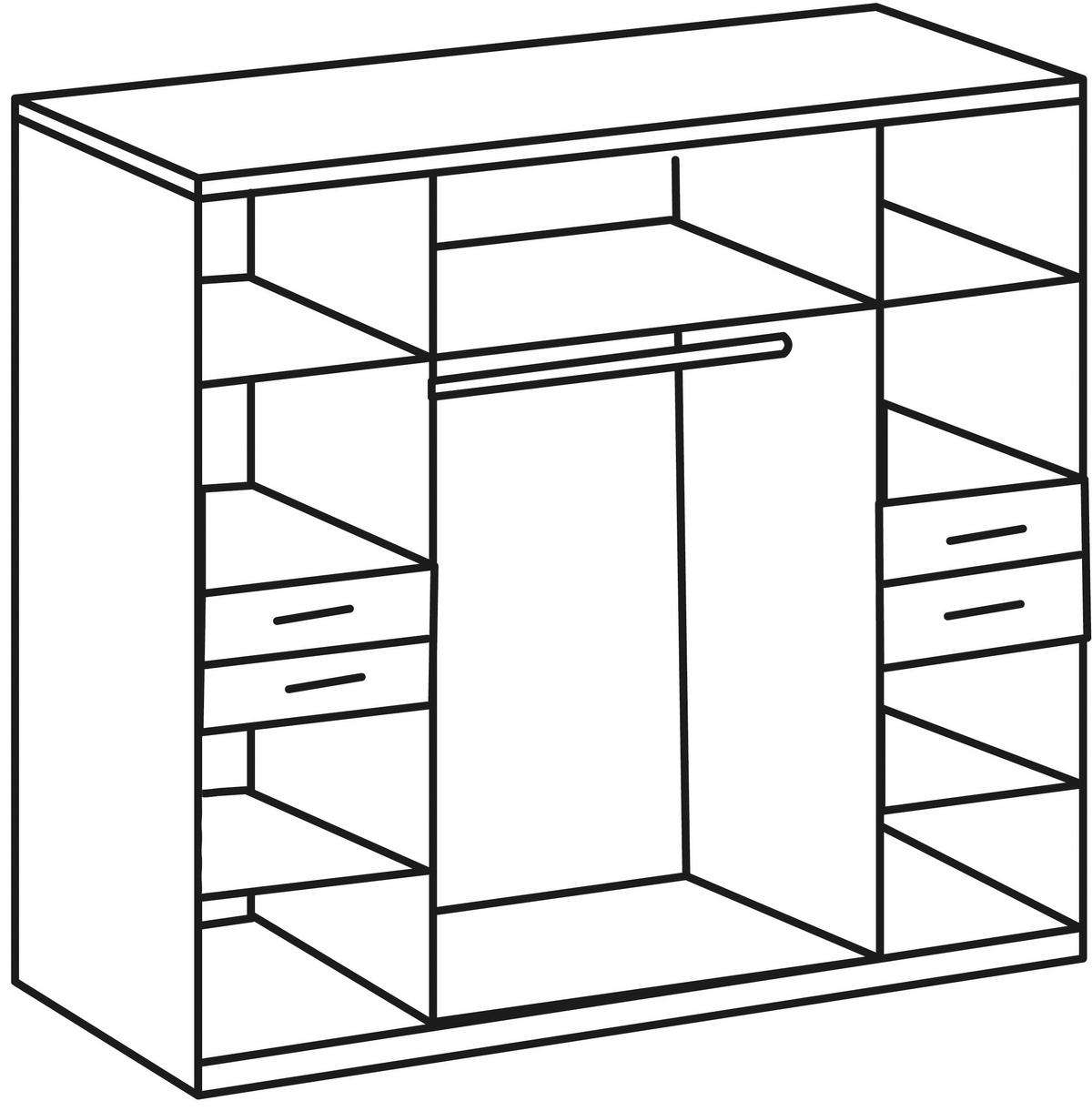 DREHTÜRENSCHRANK in Graphitfarben  - Silberfarben/Graphitfarben, Basics, Holzwerkstoff (180/208/58cm) - MID.YOU