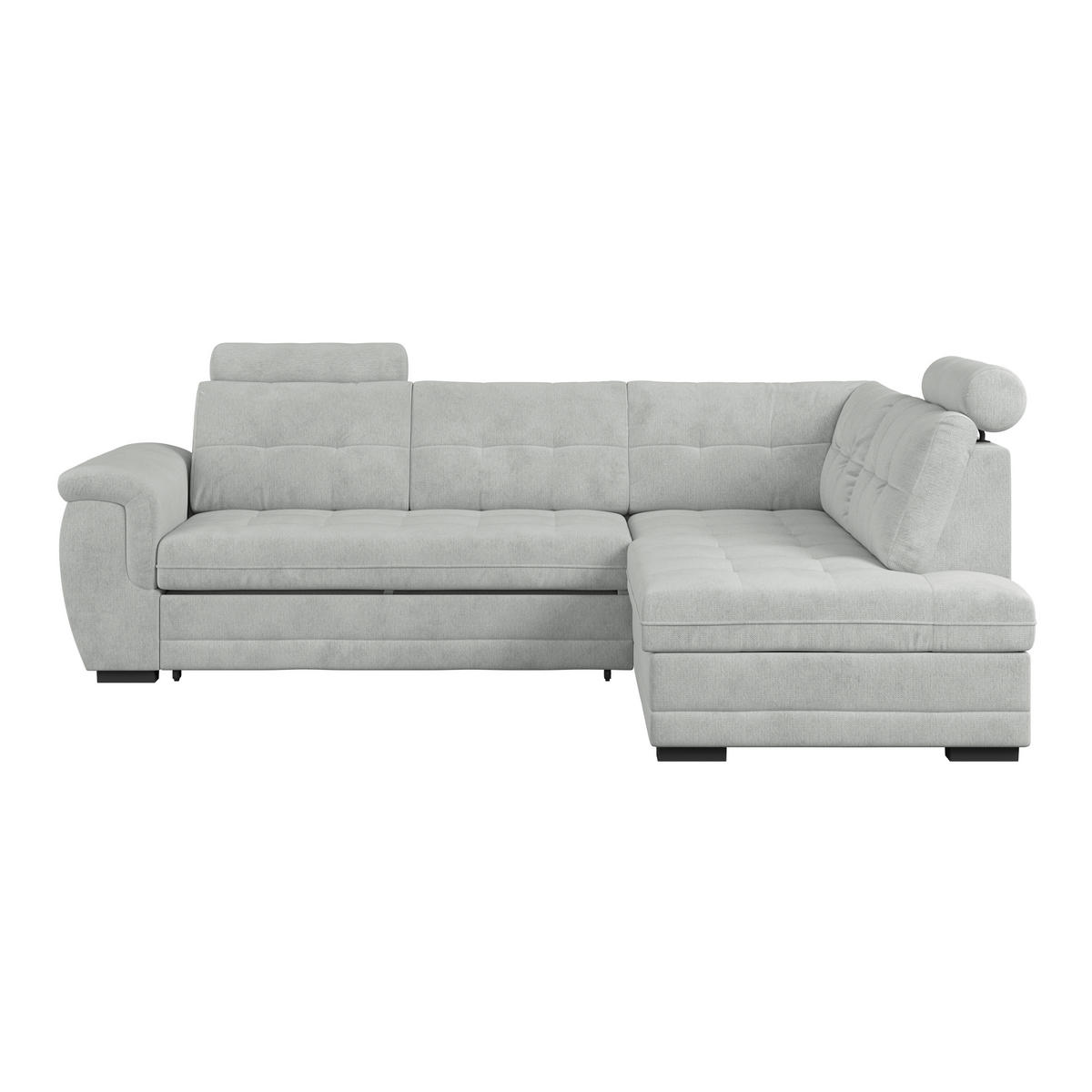 ECKSOFA  Mikrofaser, Struktur Grauweiss  - Schwarz/Grauweiss, Konventionell, Kunststoff/Textil (251/183cm) - MID.YOU