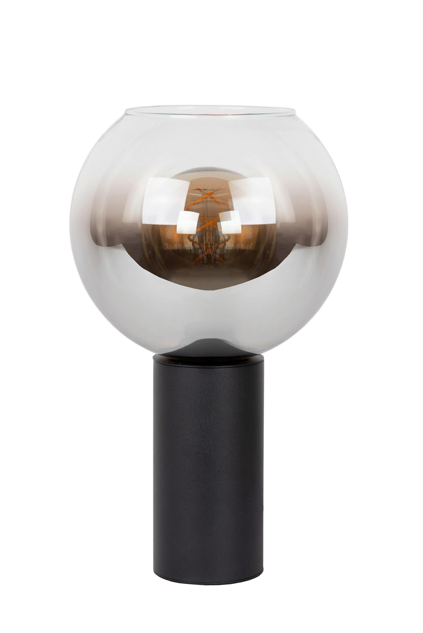 TISCHLEUCHTE 20/20/32.5 cm   - Hellgrau/Schwarz, Design, Glas/Metall (20/20/32.5cm) - Lucide