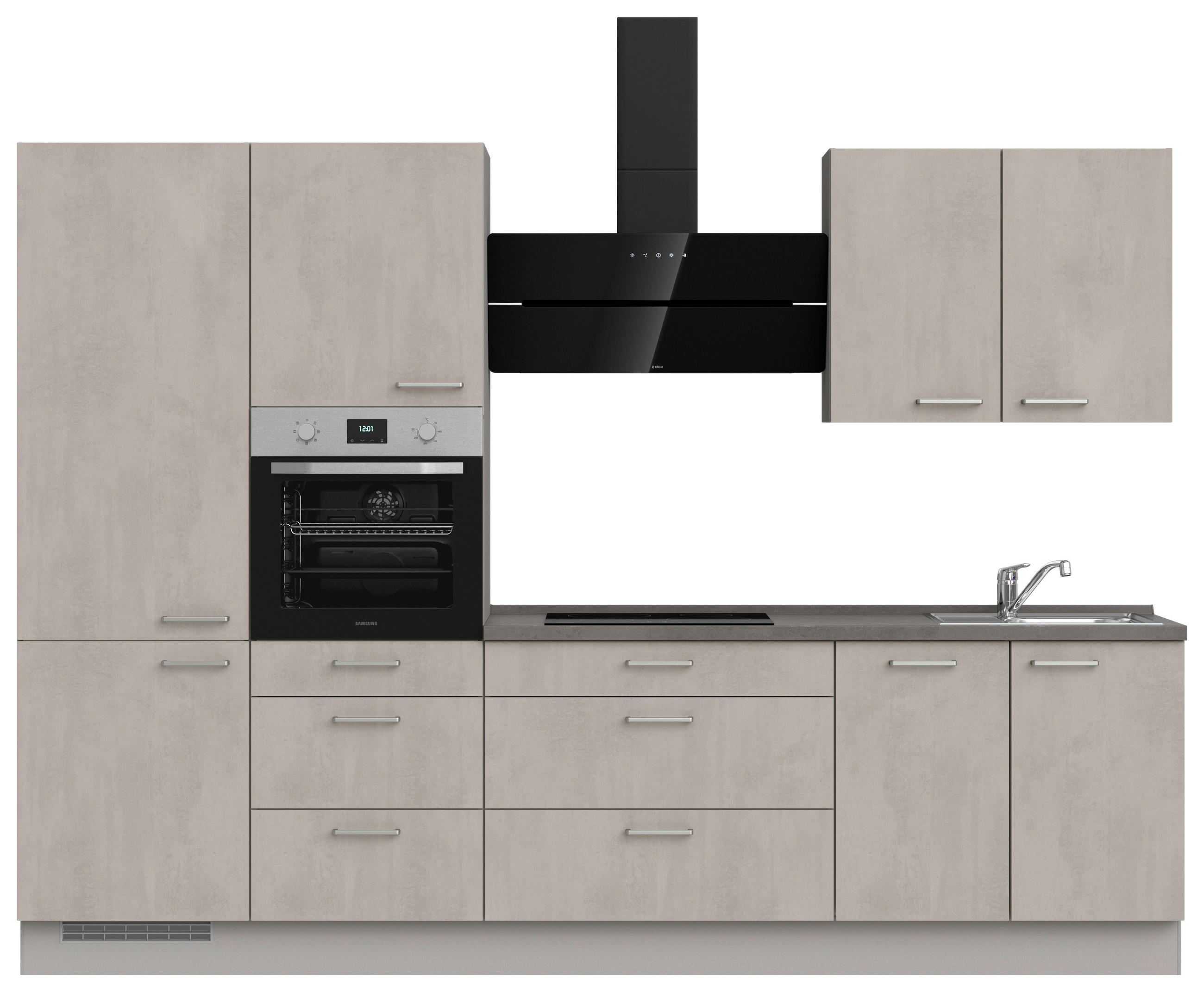 KÜCHENLEERBLOCK 300 cm   in Grau, Schieferfarben, Hellgrau  - Schieferfarben/Edelstahlfarben, MODERN, Holzwerkstoff/Metall (300cm) - Nobilia
