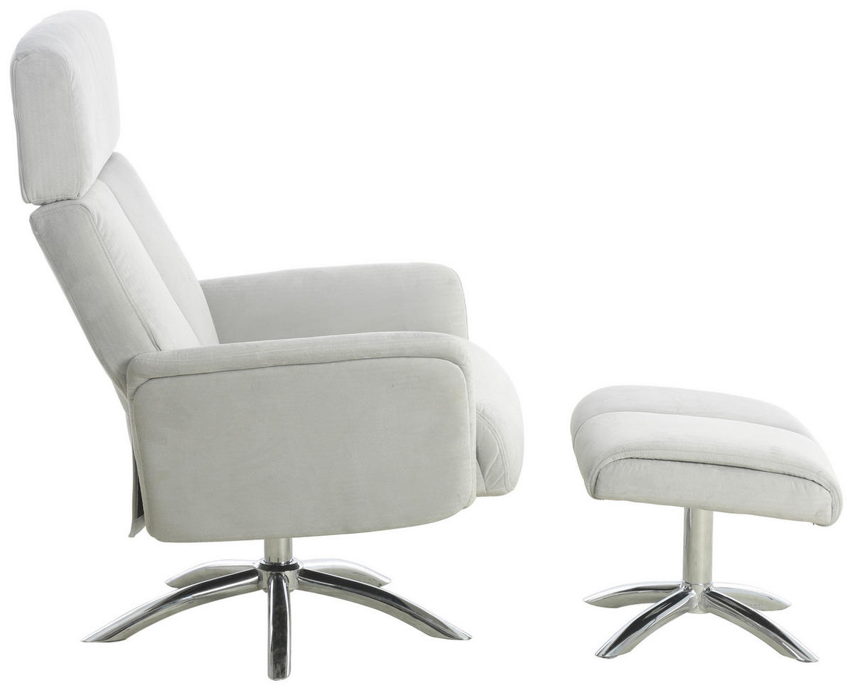 RELAXSESSELSET Samt Hocker    - Chromfarben/Grau, MODERN, Textil/Metall (72/103.5/88cm) - P & B
