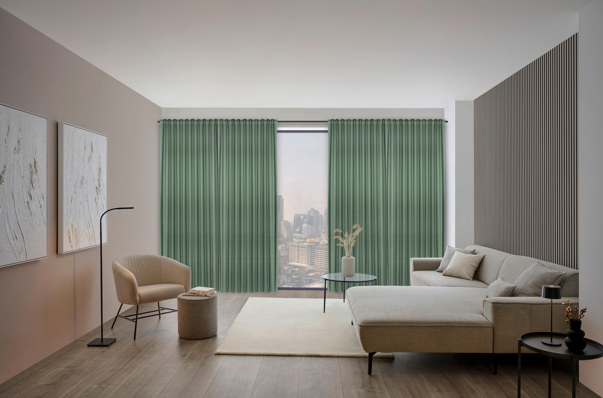 KÉSZFÜGGÖNY sötétítő  - smaragdzöld, Konventionell, textil (140/245cm) - Dieter Knoll