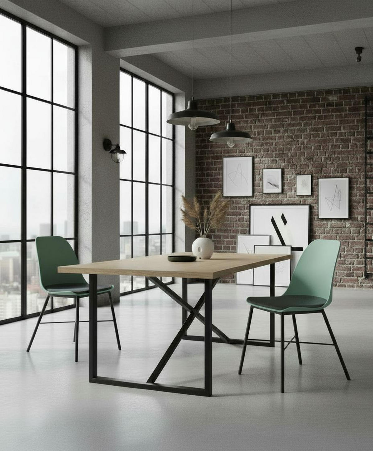 STUHL-SET 2 Stück  in matt  - Schwarz/Hellgrün, MODERN, Kunststoff/Textil (47/83/54cm) - Livetastic