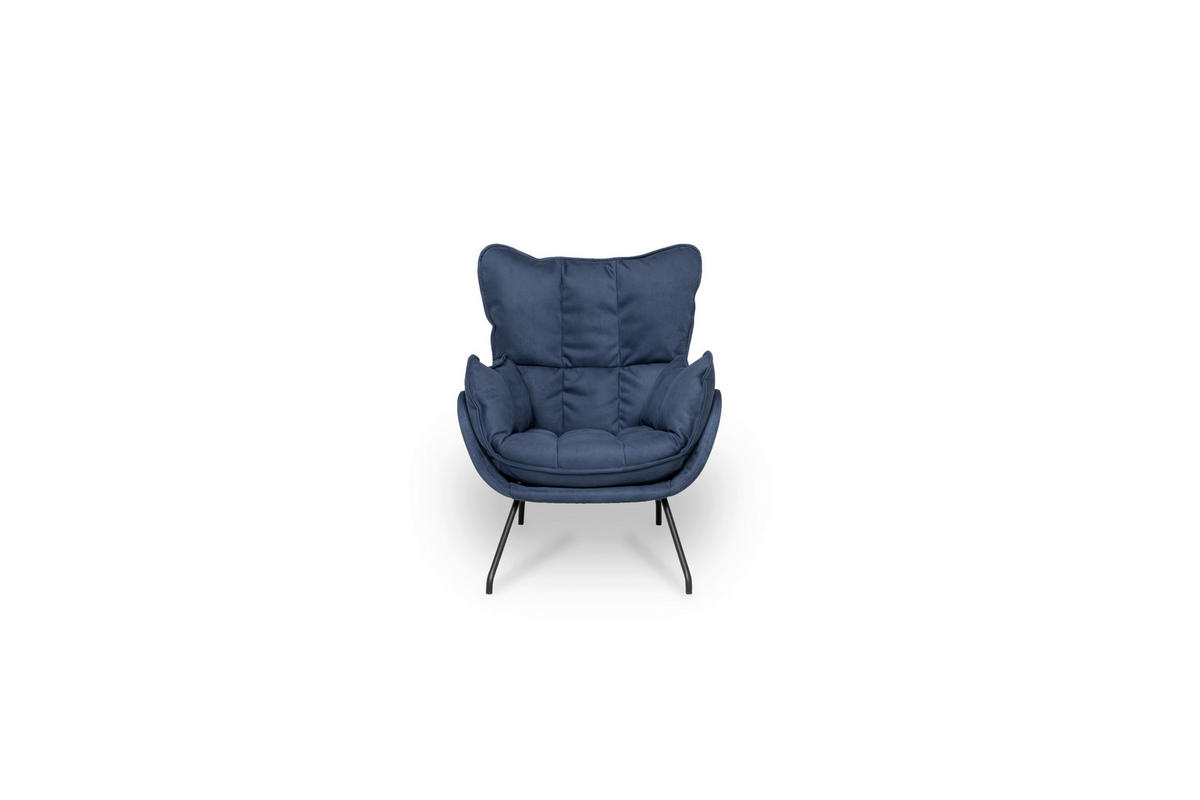 SESSEL in Mikrofaser Dunkelblau  - Schwarz/Dunkelblau, MODERN, Textil/Metall (80/95/90cm) - Designwerk