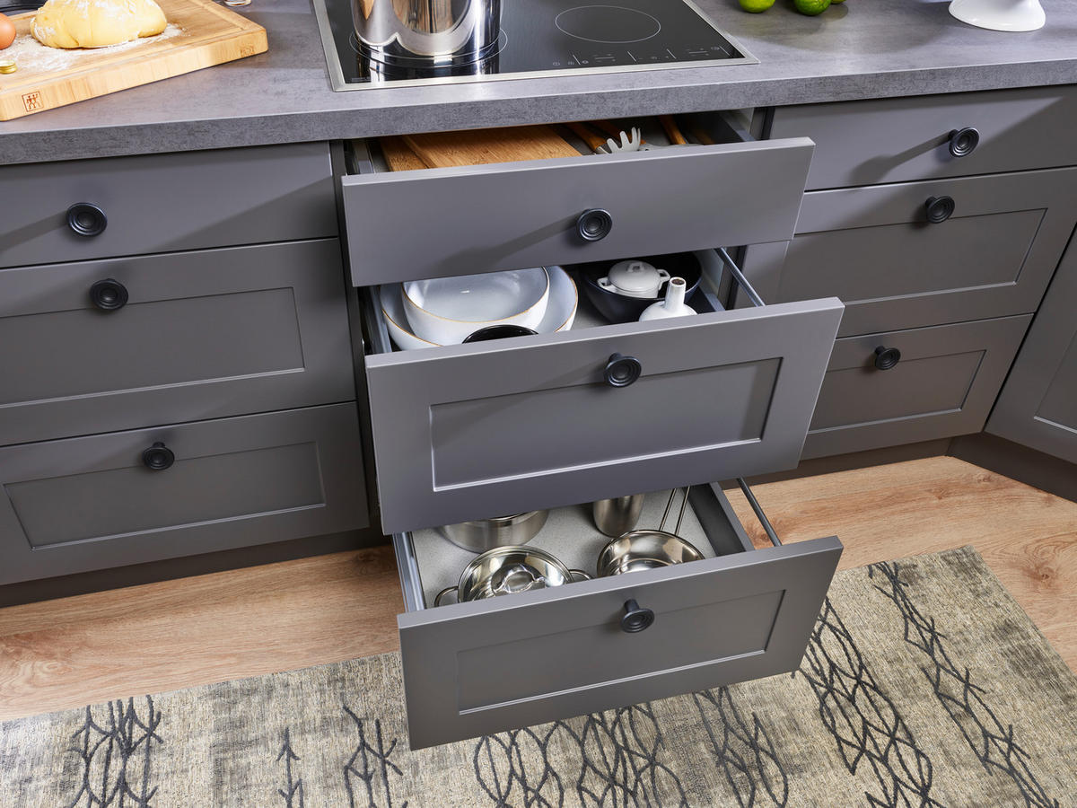 EINBAUKÜCHE 497  - Grau, Design, Holzwerkstoff - Celina