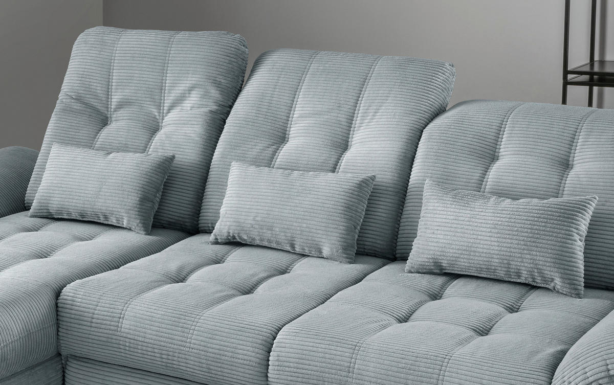 ECKSCHLAFSOFA in Cord Hellblau  - Schwarz/Hellblau, Modern, Textil/Metall (189/273cm) - Livetastic