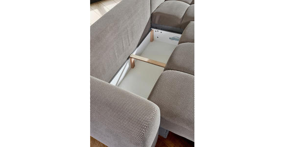 ECKSOFA Greige Flachgewebe  - Greige/Schwarz, KONVENTIONELL, Kunststoff/Textil (274/174cm) - Carryhome