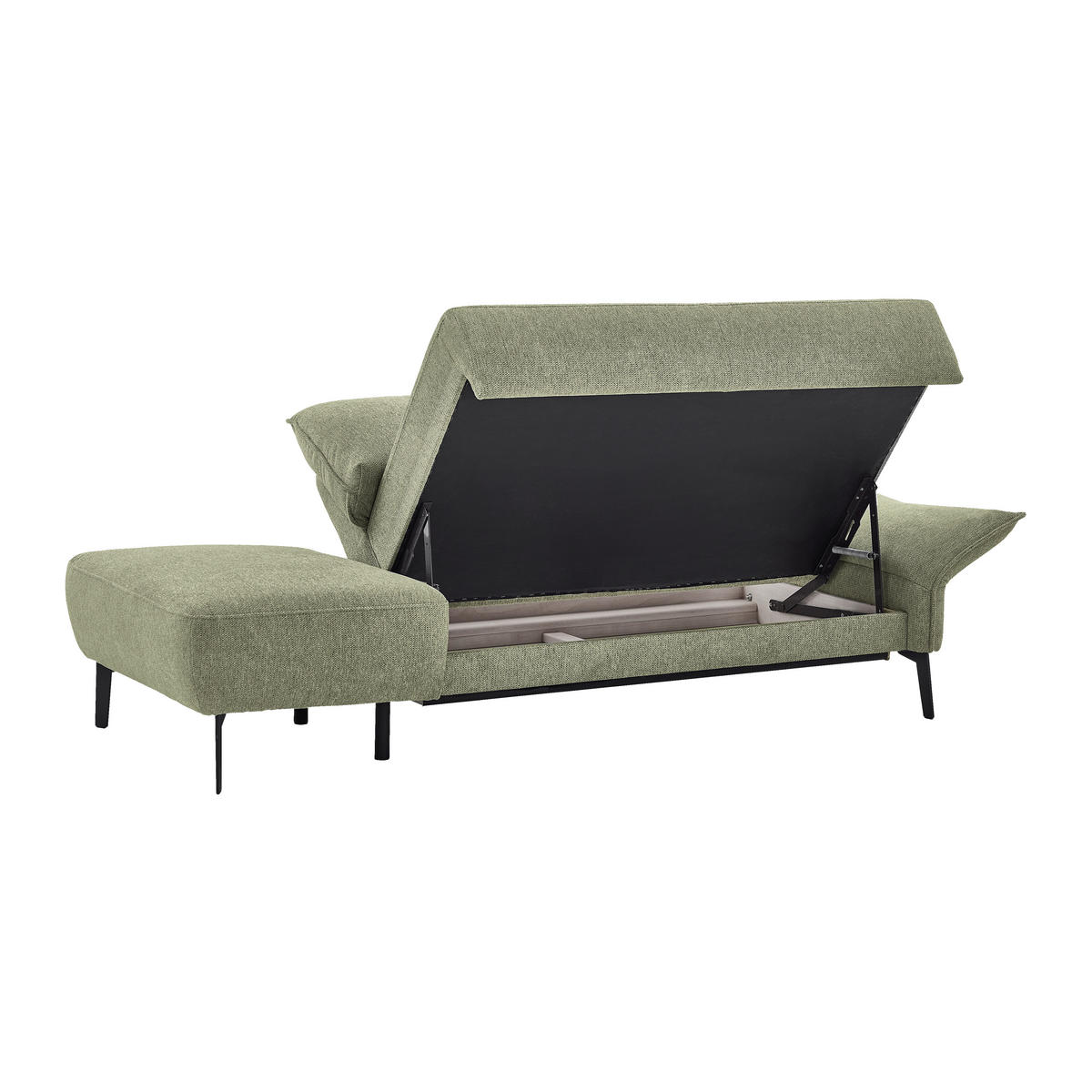RÉCAMIERE Chenille Grün  - Schwarz/Grün, Konventionell, Textil/Metall (206/90/92cm) - Elegando
