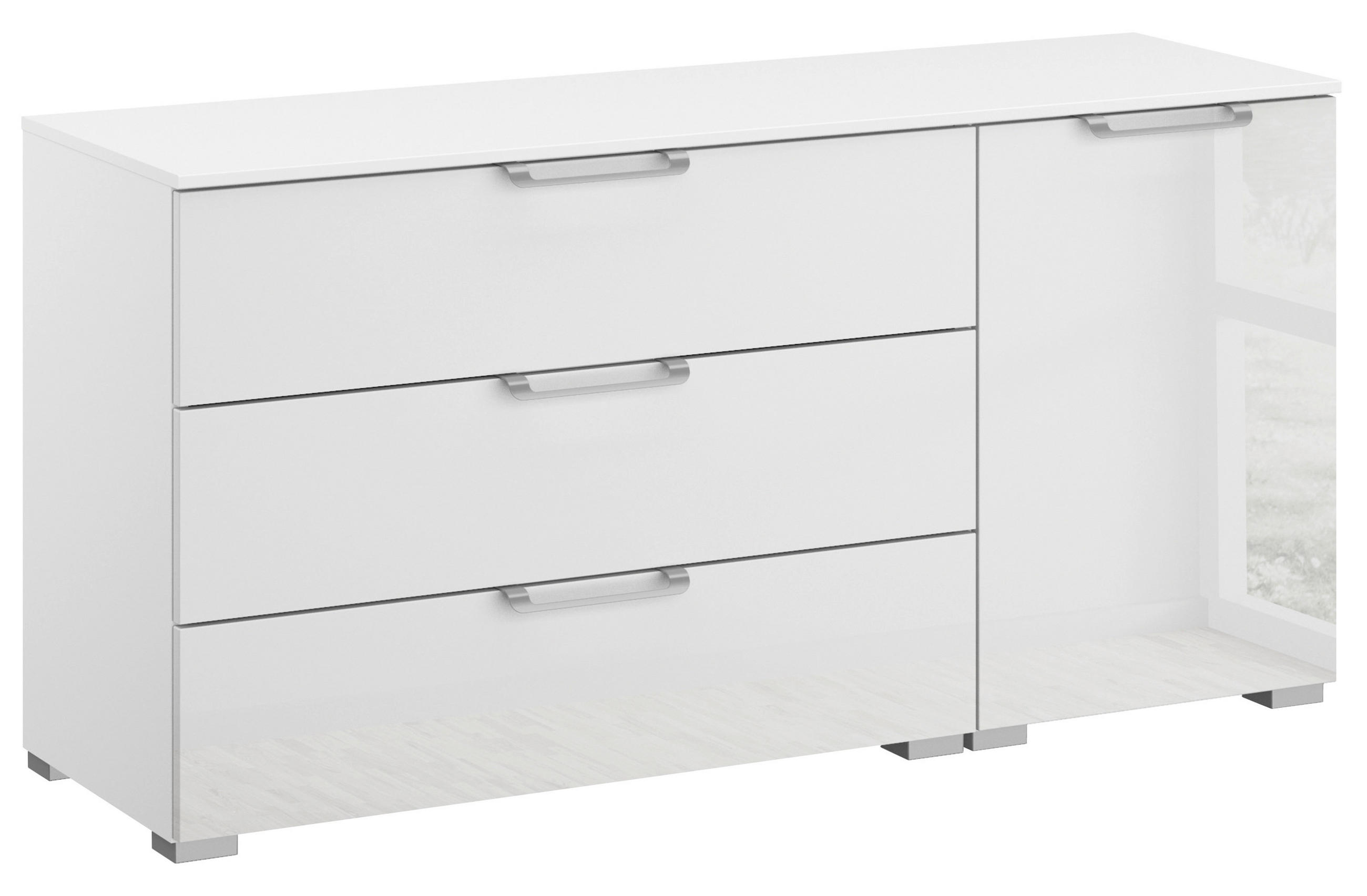 SIDEBOARD 120/61/42 cm Klar, Weiss  - Klar/Weiss, Design, Glas/Holzwerkstoff (120/61/42cm) - Novel