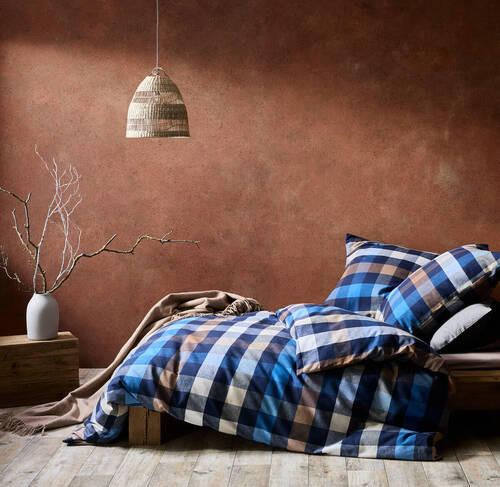 BETTWÄSCHE Lech Flanell 135/200 cm  - Blau/Beige, Basics, Textil (135/200cm) - Fleuresse