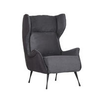 ÖRONLAPPSFÅTÖLJ i flatväv grå, mörkgrå  - mörkgrå/svart, Design, metall/textil (83/106/89cm)