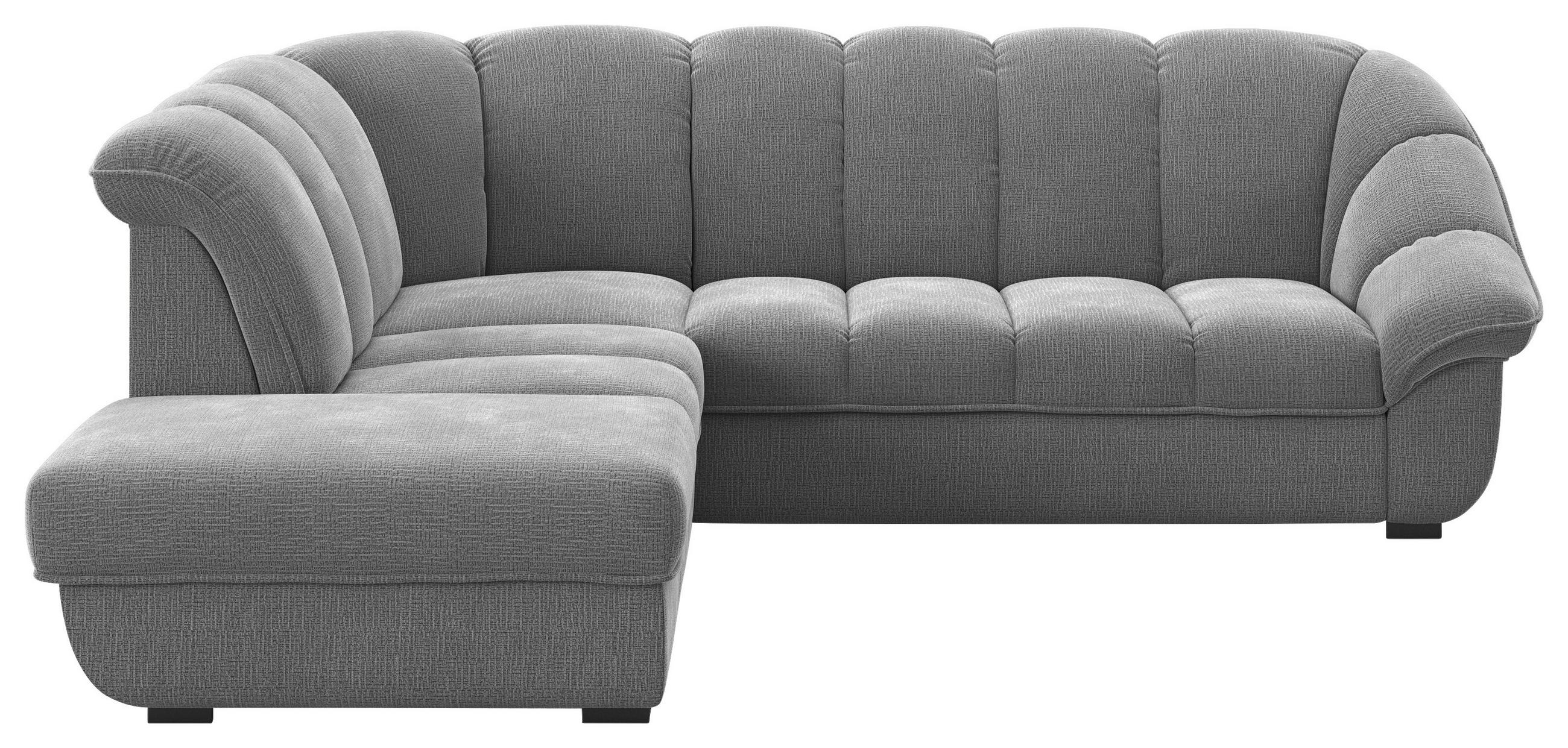 ECKSOFA Anthrazit Chenille Bettkasten, Schlaffunktion, Rücken echt  - Anthrazit/Schwarz, KONVENTIONELL, Kunststoff/Textil (222/260cm) - Welnova
