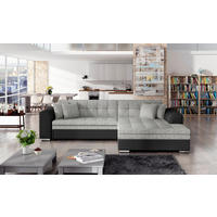 ECKSOFA  Grau, Schwarz Webstoff  - Chromfarben/Schwarz, Design, Kunststoff/Textil (296/194cm) - MID.YOU