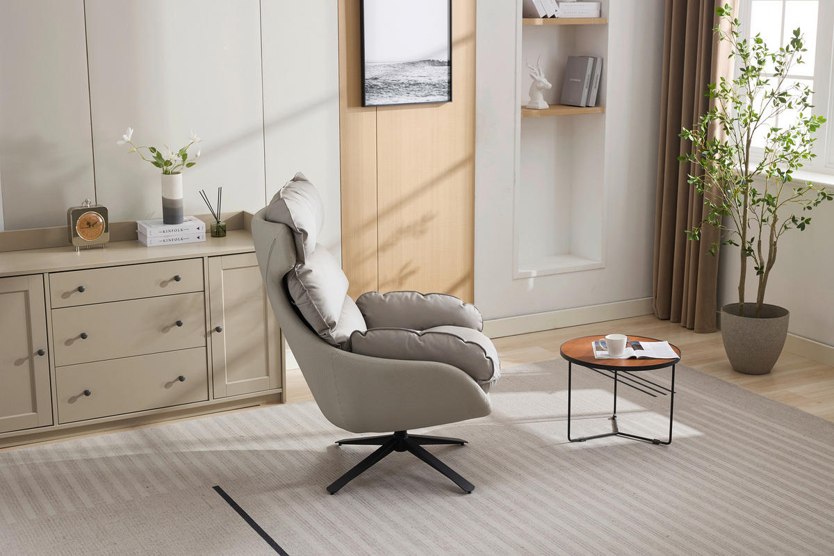 RELAXSESSEL Lederlook    - Taupe, MODERN, Textil (81/109/95cm) - MID.YOU