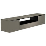 LOWBOARD  210/41/45 cm 1 Schublade(n) Beimöbel erhältlich, hängend, Abdeckplatte aus Glas  - Schwarz/Grau, Design, Glas/Holzwerkstoff (210/41/45cm) - Moderano