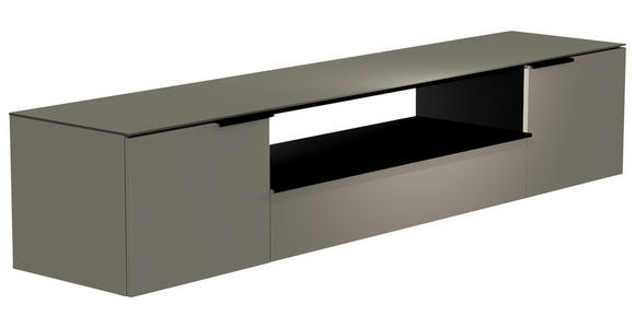 LOWBOARD  210/41/45 cm 1 Schublade(n) Beimöbel erhältlich, hängend, Abdeckplatte aus Glas  - Schwarz/Grau, Design, Glas/Holzwerkstoff (210/41/45cm) - Moderano