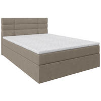 BOXBETT 140/200 cm,  in Beige, Matratze, Rollrost, Topper, H2 = mittel  - Beige/Schwarz, KONVENTIONELL, Holz/Kunststoff (140/200cm) - Boxxx