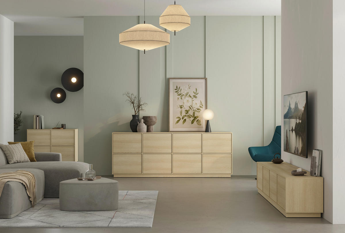 SIDEBOARD Japandi  in 220,5/82,5/41,5 cm  - Eichefarben, Design, Holzwerkstoff (220,5/82,5/41,5cm) - MID.YOU