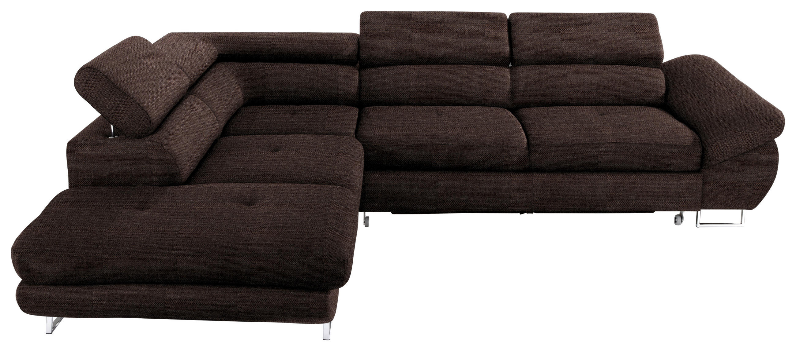 ECKSOFA in Webstoff Dunkelbraun  - Dunkelbraun, Design, Textil/Metall (235/280cm) - Hom`in