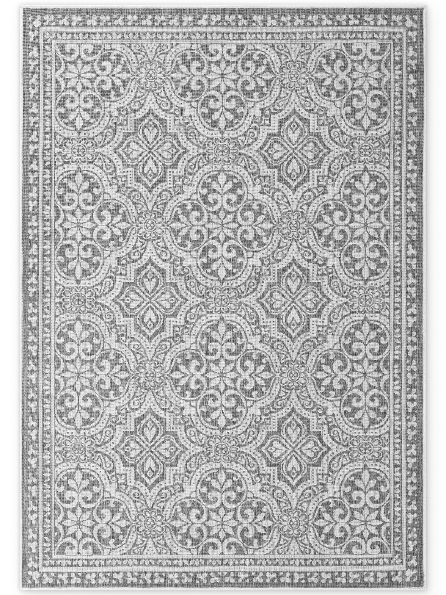 OUTDOORTEPPICH  für Terrasse und Balkon 200/290 cm Duet Grau, Weiß  - Weiß/Grau, Design, Kunststoff (200/290cm) - Hanse Home