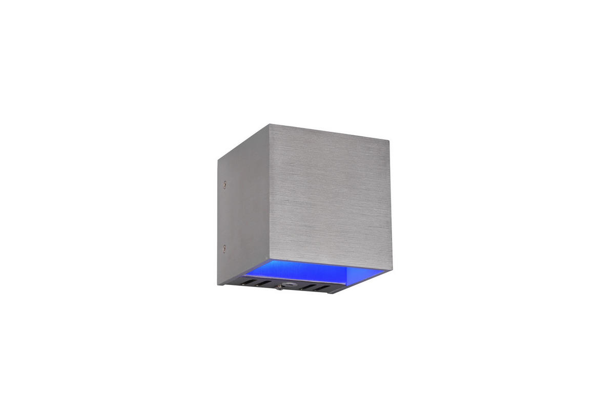 ZIDNA LED LAMPA - siva/boja aluminijuma, Dizajnerski, metal (10/10/10cm)