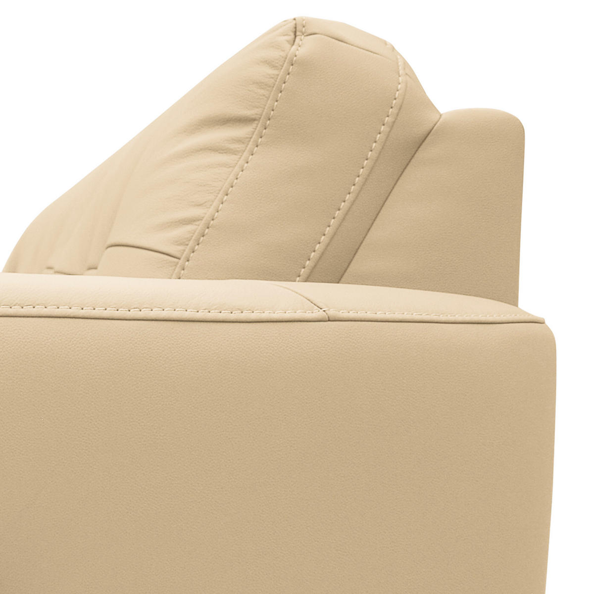 ECKSOFA Beige Echtleder Lederlook  - Beige/Buchefarben, Design, Leder/Holz (238/168cm) - Livetastic
