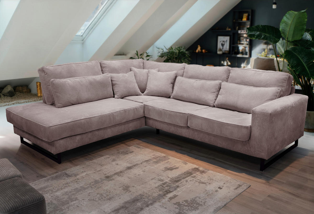 ECKSOFA ICON Cappuccino Cord Zierkissen, Rückenkissen, Nierenkissen  - Schwarz/Cappuccino, KONVENTIONELL, Textil/Metall (284/253cm) - Livetastic