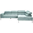 ECKSOFA Salbeigrün Flachgewebe  - Chromfarben/Salbeigrün, KONVENTIONELL, Textil/Metall (282/224cm) - Hom`in