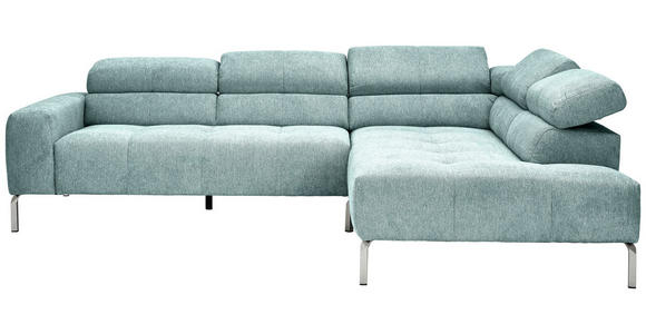 ECKSOFA Salbeigrün Flachgewebe - Chromfarben/Salbeigrün, KONVENTIONELL, Textil/Metall (282/224cm) - Hom`in