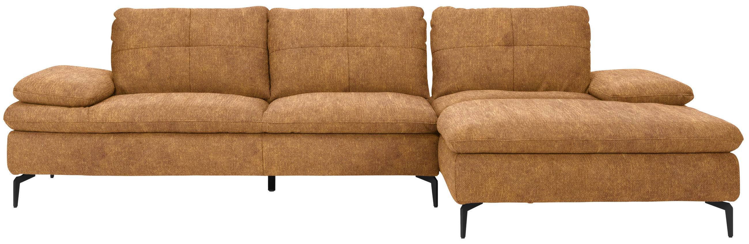 ECKSOFA in Velours Cognac  - Cognac/Schwarz, Design, Textil/Metall (301/179cm) - Chilliano