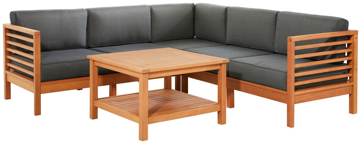 TERASOVÁ SEDACÍ SOUPRAVA, dřevo, textil - přírodní barvy/antracitová, Konvenční, dřevo/textil (204/204cm) - Ambia Garden