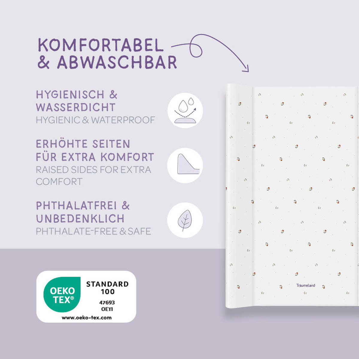 WICKELAUFLAGE Fiore beige  - Multicolor, Basics, Kunststoff (50/70/5cm) - Träumeland