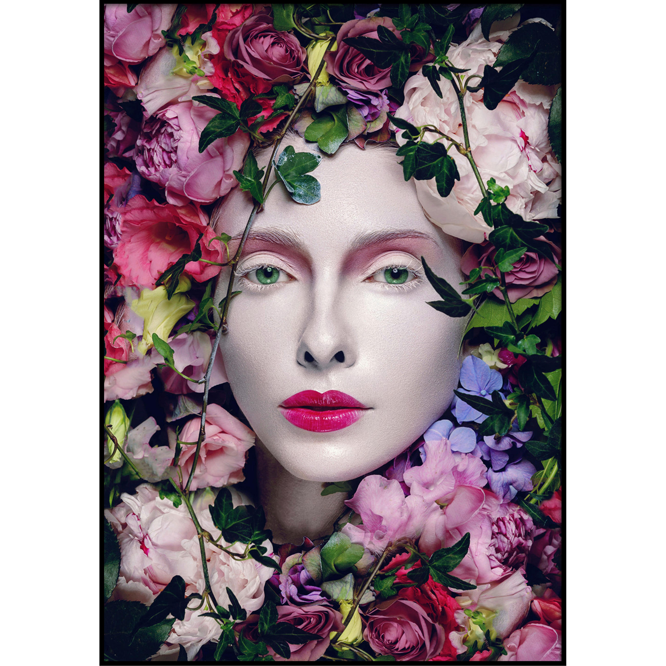 ŠTAMPA NA PLATNU   - pink/zelena, Dizajnerski, drvo/tekstil (70/100cm) - Monee
