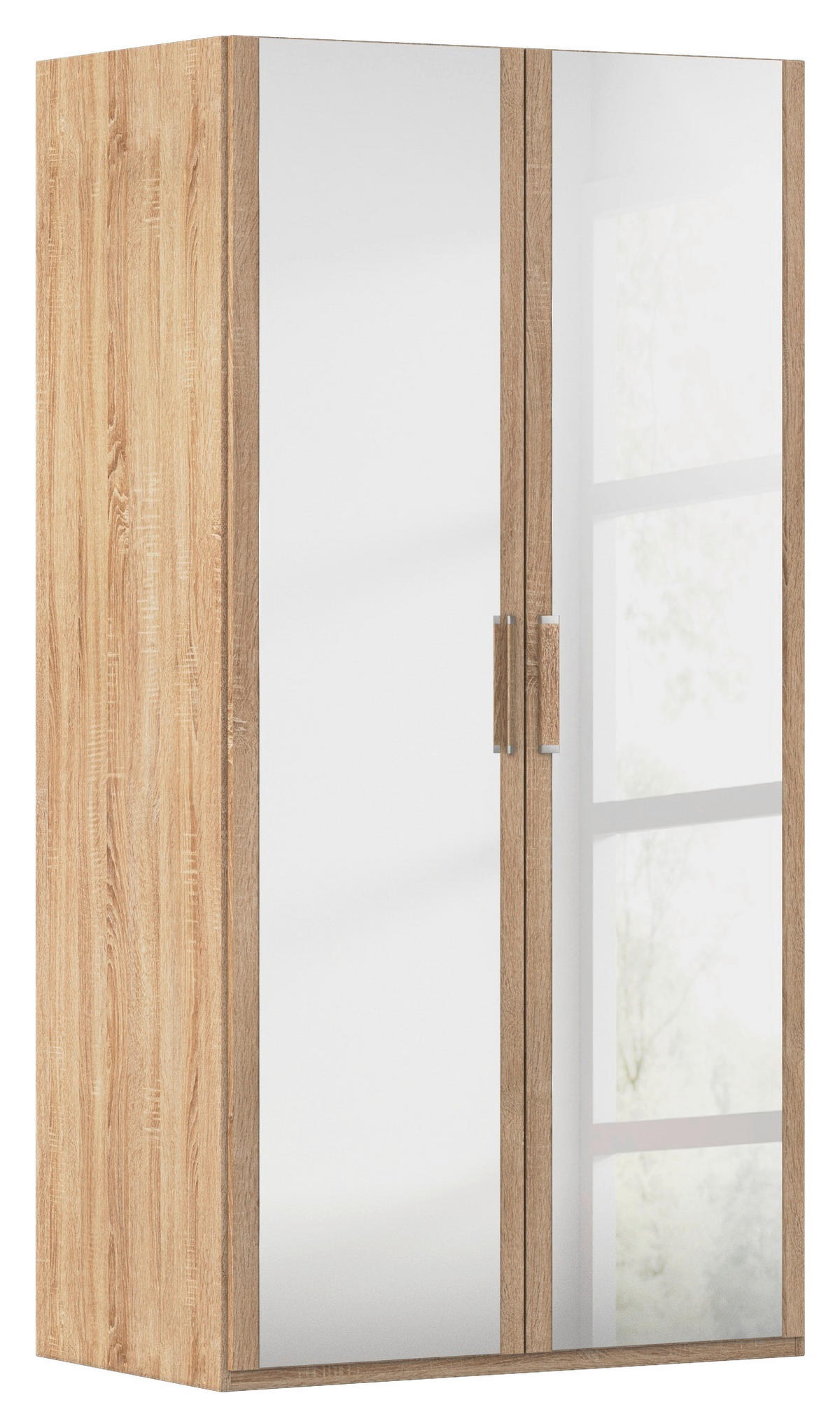DREHTÜRENSCHRANK 101/197/60 cm 2-türig Sonoma Eiche  - Silberfarben/Sonoma Eiche, Design, Glas/Holzwerkstoff (101/197/60cm) - Novel
