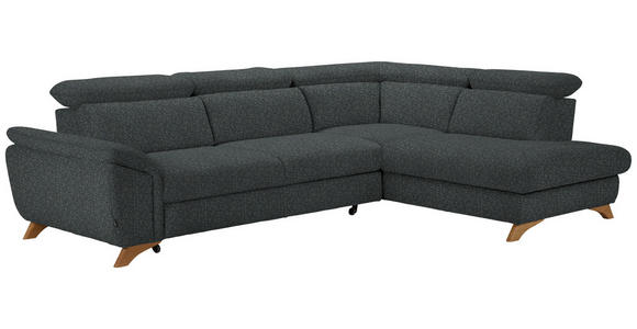 ECKSOFA in Chenille Grau  - Eichefarben/Grau, MODERN, Holz/Textil (287/212cm) - Valnatura