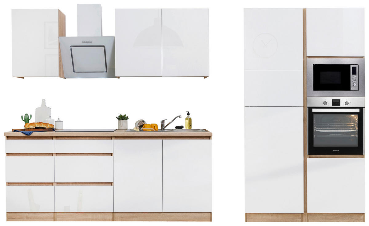 MODULKÖK 335 cm   i vit  - vit/ekfärgad, Basics, trämaterial (335cm) - Respekta