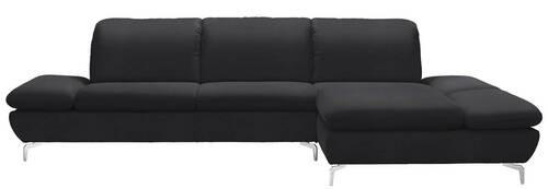 ECKSOFA in Echtleder Schwarz  315/200 cm  - Silberfarben/Schwarz, Design, Leder/Metall (315/200cm) - Chilliano