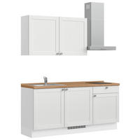 KÜCHENBLOCK Frame 180 cm  in Weiß, Eichefarben  - Edelstahlfarben/Eichefarben, MODERN, Holzwerkstoff/Metall (180cm) - Nobilia