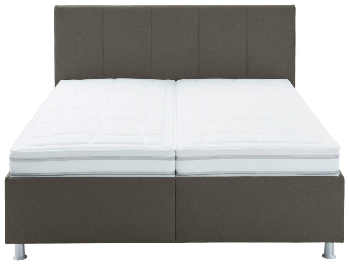 POLSTERBETT 160/200 cm,  in Hellbraun, Matratze, gepolstertes Kopfteil, Lattenrost, Bettkasten, H2 + H3 = mittel + fest  - Hellbraun/Alufarben, KONVENTIONELL, Holz/Holzwerkstoff (160/200cm) - Beldomo - Sleep