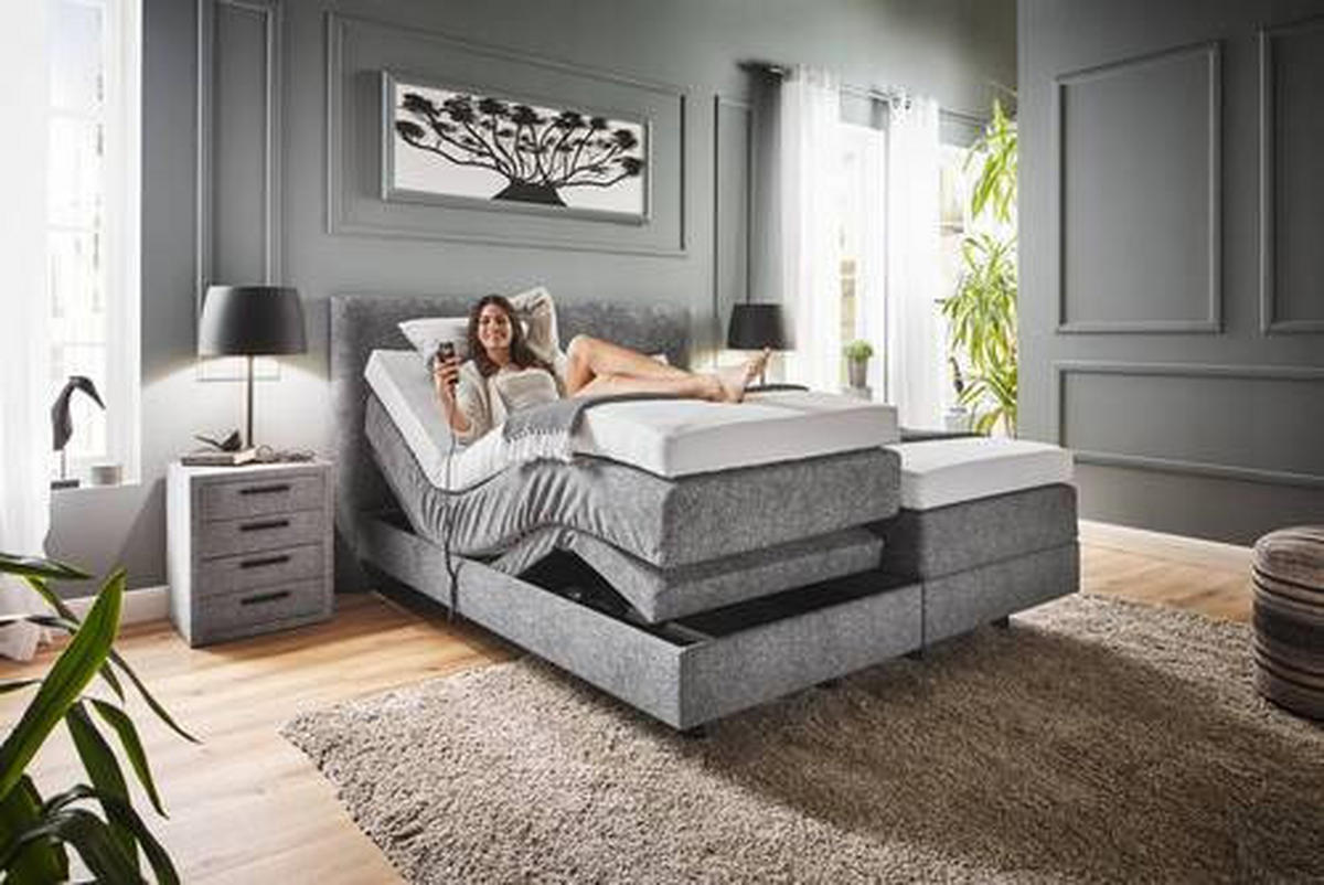 BOXSPRINGBETT 160/200 cm  in Grau  - Grau, KONVENTIONELL, Holz/Textil (160/200cm) - Dieter Knoll