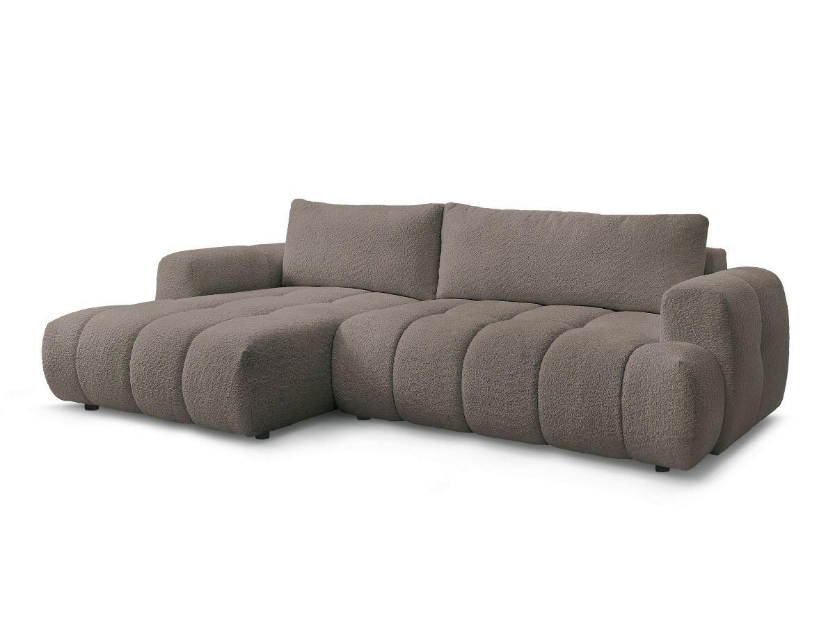 ECKSCHLAFSOFA FUJI Bouclé Taupe  inkl.  - Taupe/Schwarz, MODERN, Kunststoff/Textil (160/292cm)