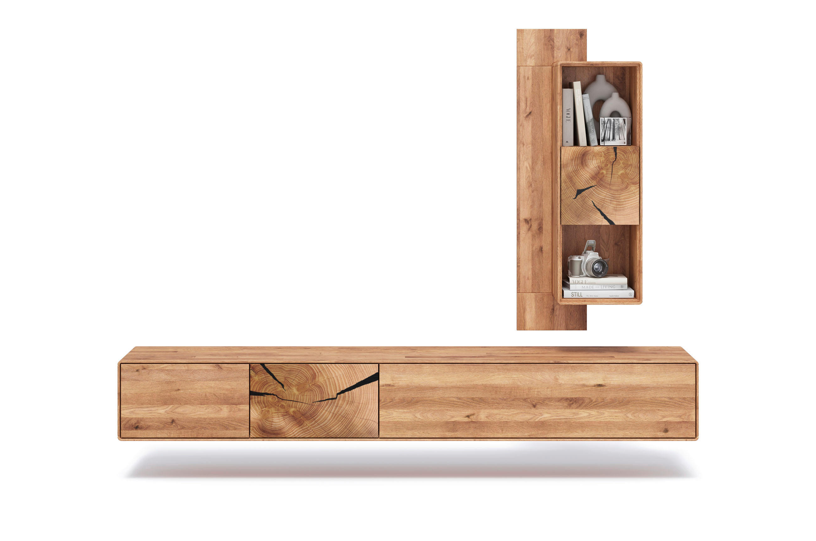 WOHNWAND 2-teilig  in Eichefarben  220/151/40 cm  - Wildeiche/Eichefarben, Basics, Holz (220/151/40cm) - Livetastic