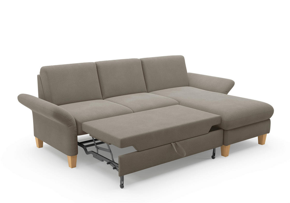ECKSOFA ROCHELLE E Schlammfarben Flachgewebe  - Schlammfarben/Eichefarben, KONVENTIONELL, Holz/Textil (251/164cm) - Sit & More