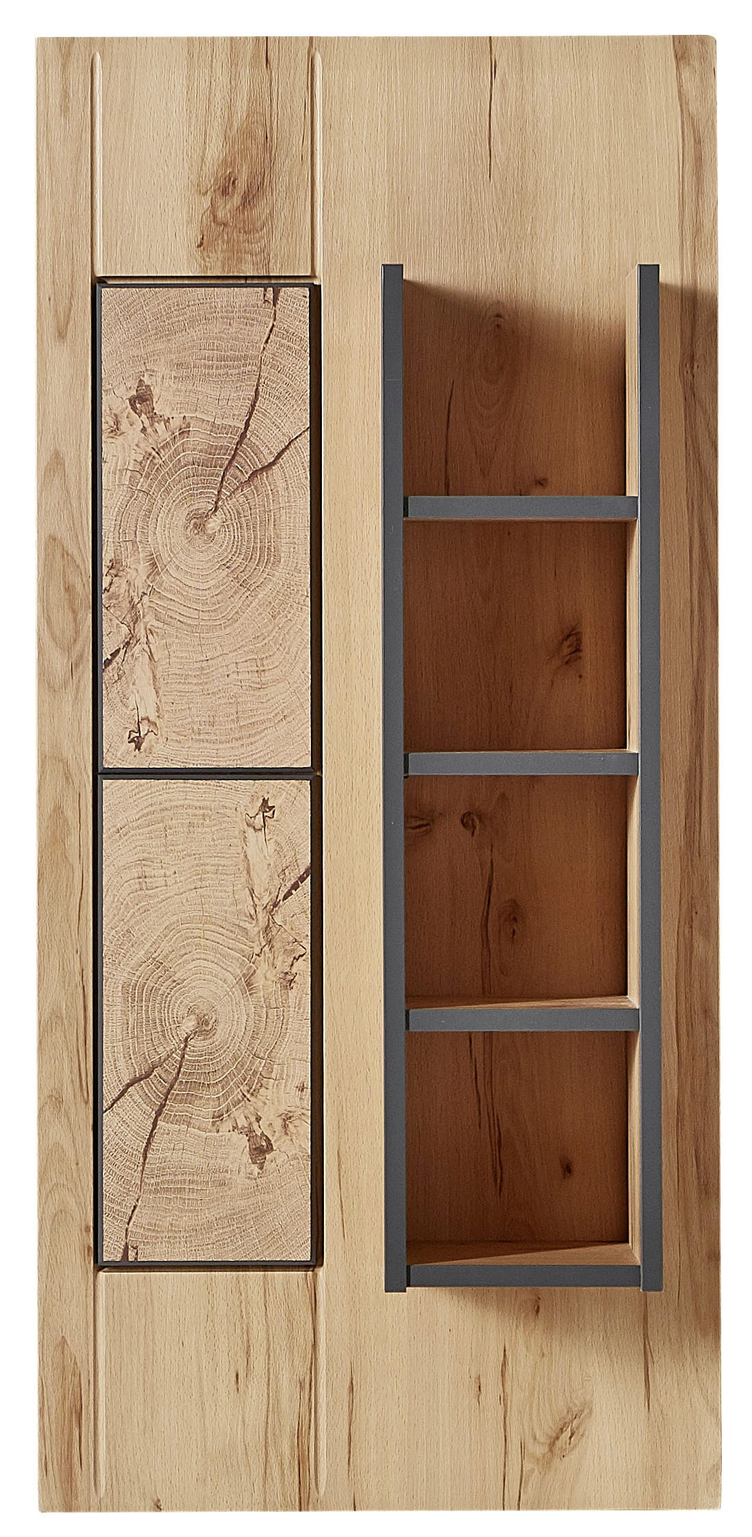 Thumbnail - Xora Wohnwand Bern, Graphit, Buche, Metall, 15 Fächer, 299x201x47 cm, Beimöbel erhältlich, Wohnzimmer, Wohnwände, Wohnwa...