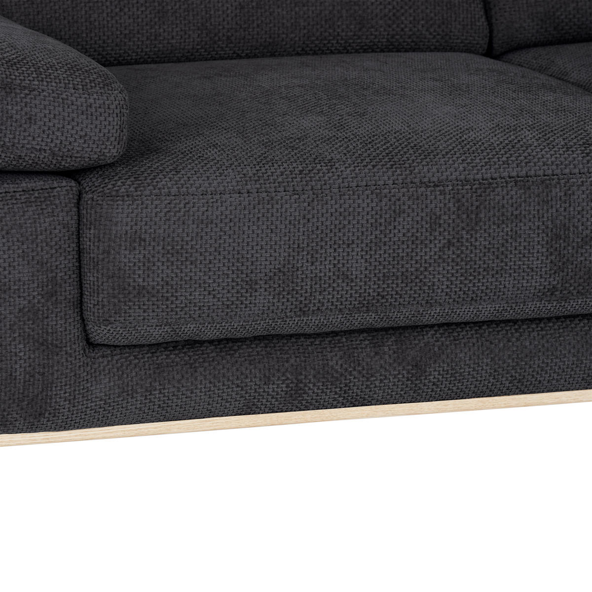 ECKSOFA in Struktur Graphitfarben  - Schwarz/Graphitfarben, Modern, Textil/Metall (283/194cm) - MID.YOU