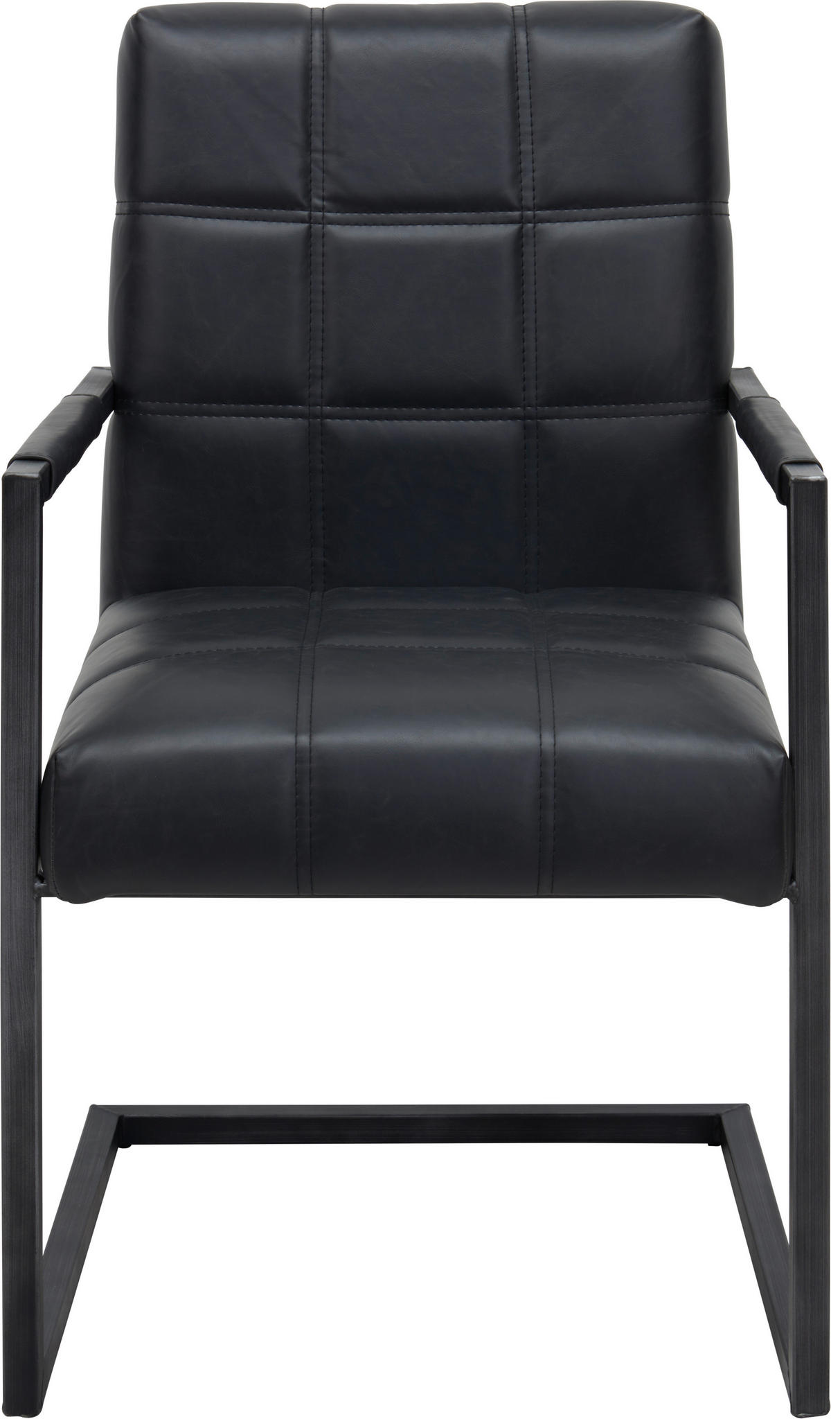 ARMLEHNSTUHL  in Eisen Lederlook  - Schwarz, Trend, Textil/Metall (55/92/63cm) - Ambia Home