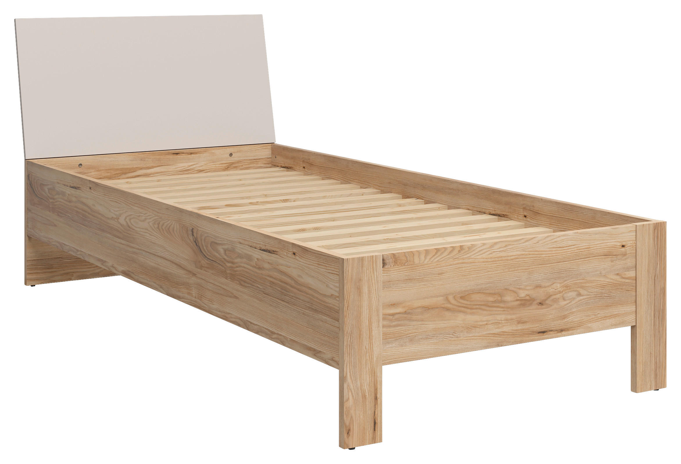 BETT 90/200 cm,  in Eichefarben, Kaschmir,  - Kaschmir/Eichefarben, Basics (90/200cm) - Milino