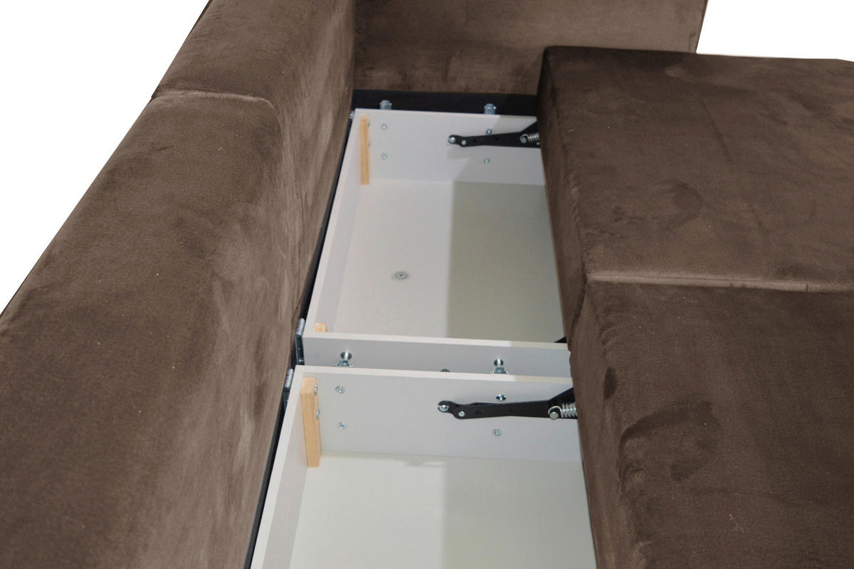 BIGSOFA in Velours Dunkelbraun  - Dunkelbraun/Schwarz, Design, Kunststoff/Textil (256/88/120cm) - home24