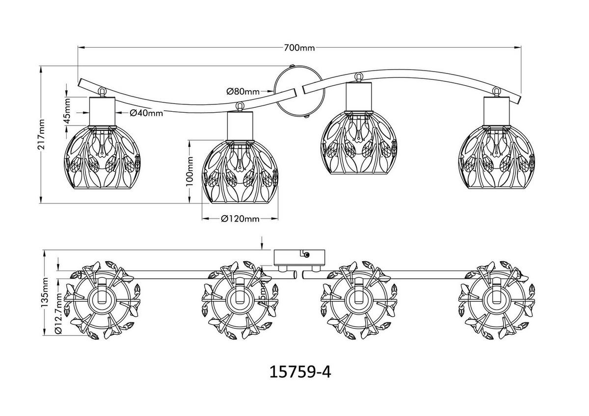 STRAHLER 70/12/15,5 cm   - Klar/Goldfarben, Basics, Kunststoff/Metall (70/12/15,5cm) - Globo